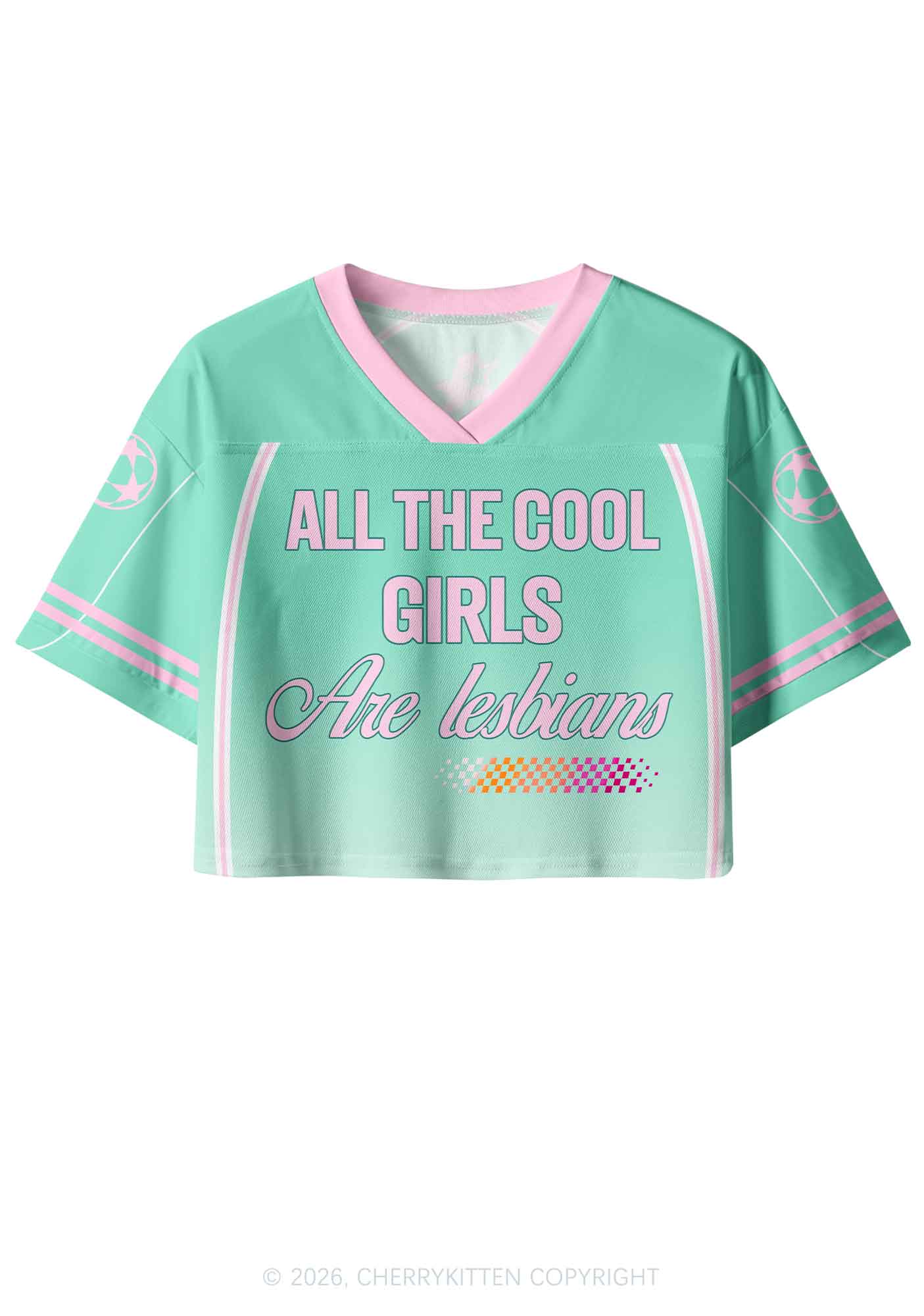 Cool Girls Are Lesbians Pride Y2K Crop Sport Jersey Shirts Cherrykitten
