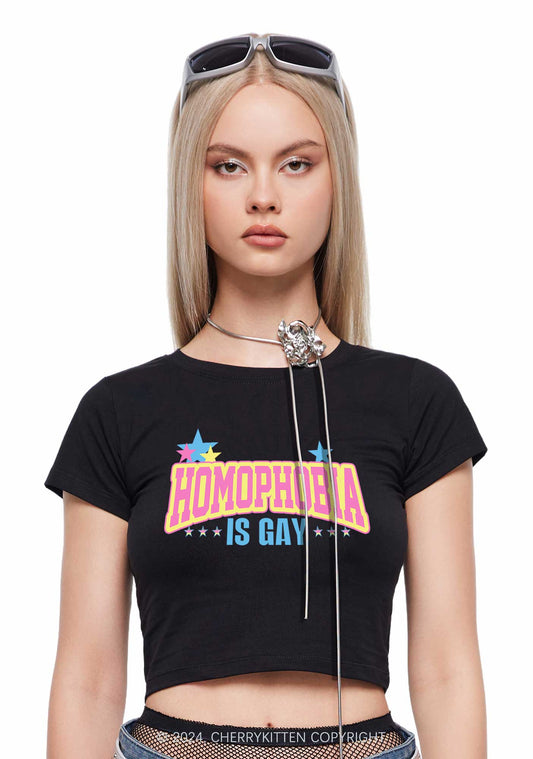 Homophobia Is Gay Y2K Baby Tee Cherrykitten