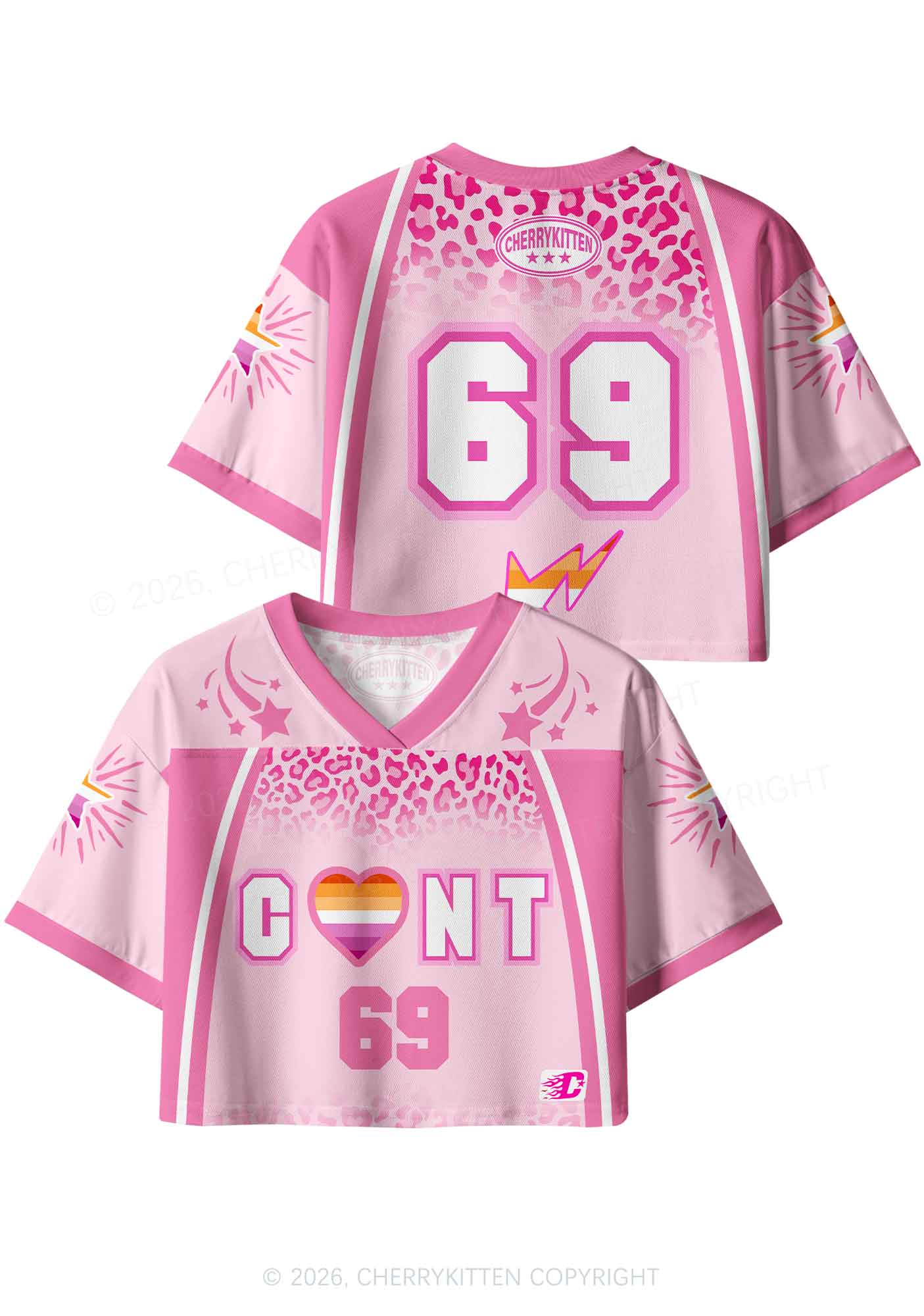 Lesbian Heart Cxxt Pride Y2K Crop Sport Jersey Shirts Cherrykitten