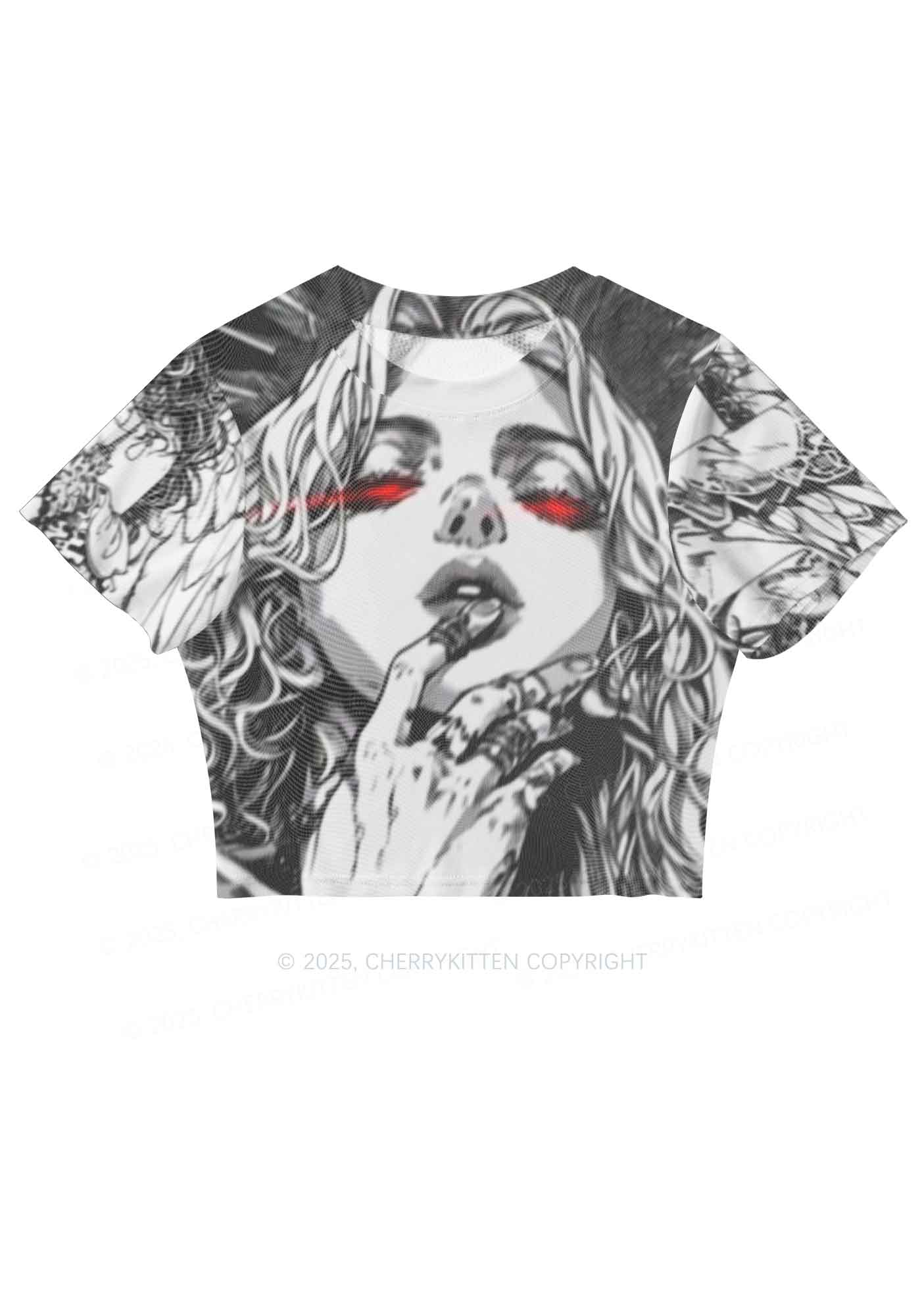 Girls Gaze Y2K Mesh Crop Top Cherrykitten