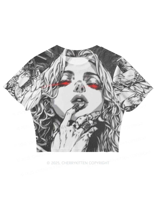 Girls Gaze Y2K Mesh Crop Top Cherrykitten