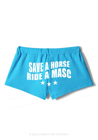 Save Horse Ride Masc Pride Y2K Drawstring Mini Shorts Cherrykitten