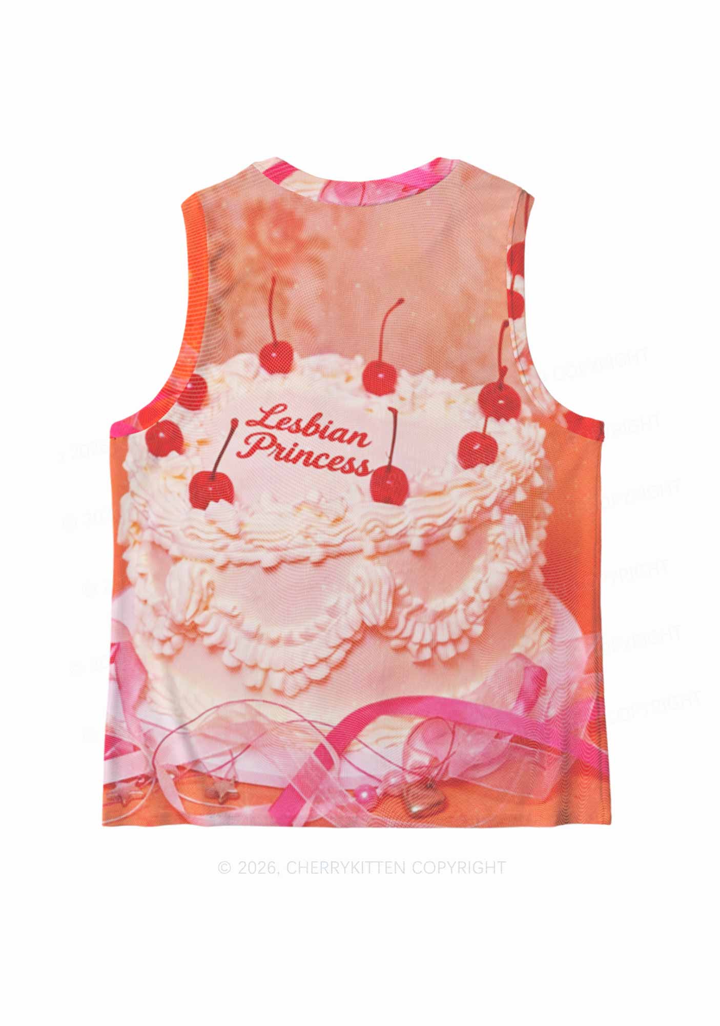 Coral Lesbian Princess Cake Pride Y2K Mesh Muscle Tank Cherrykitten