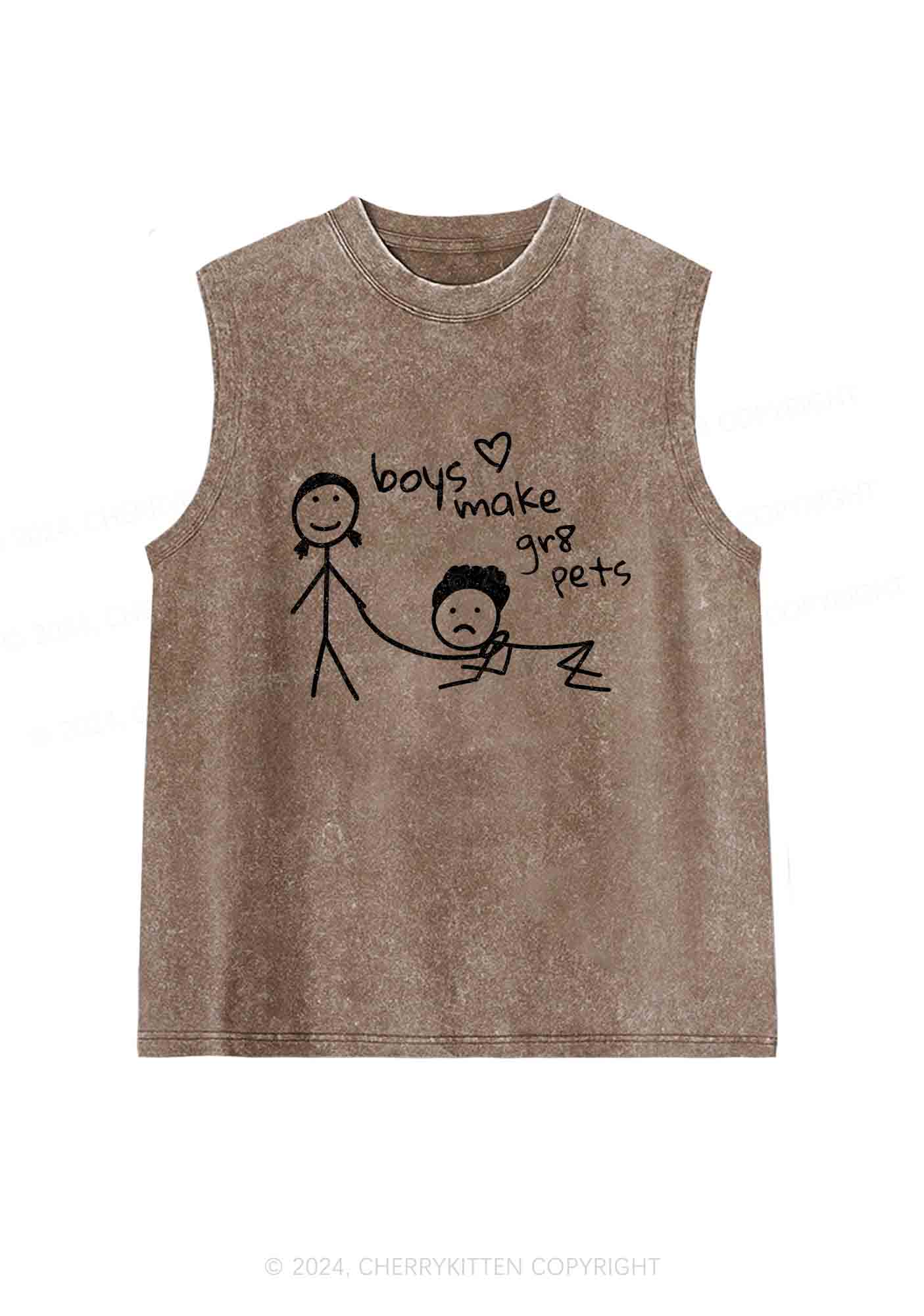 Boys Make Gr8 Pets Y2K Washed Tank Cherrykitten