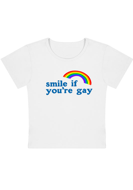 Rainbow Smile If You're Gay Y2K Baby Tee