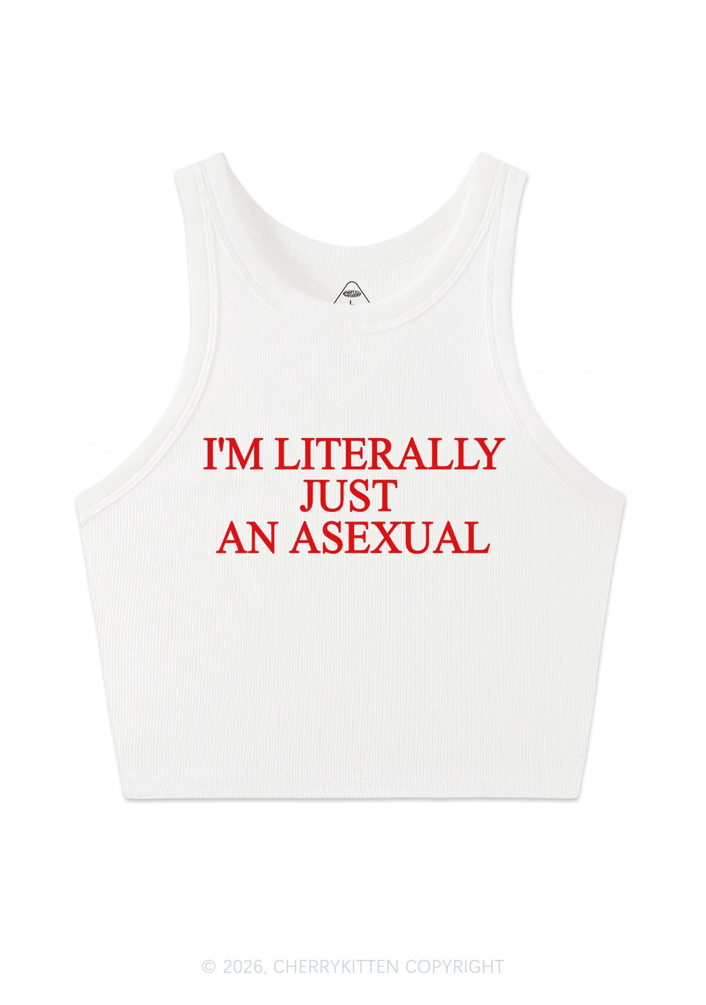 Im Literally Just An Asexual Pride Y2K Crop Tank Top Cherrykitten
