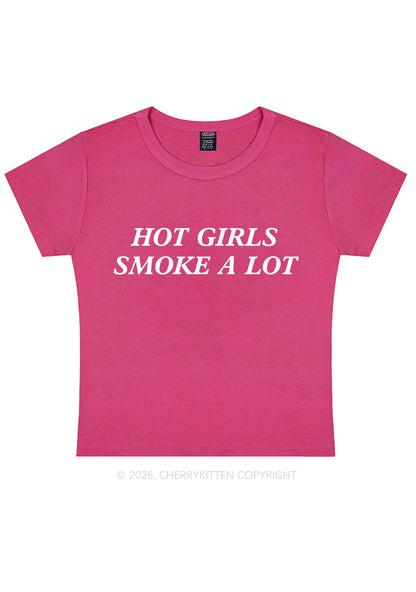 Hot Girls Smoke A Lot Y2K Baby Tee Cherrykitten