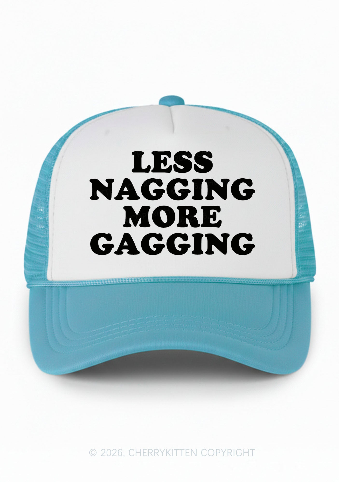 Less Nagging More Gagging Y2K Colorblock Trucker Hat Cherrykitten