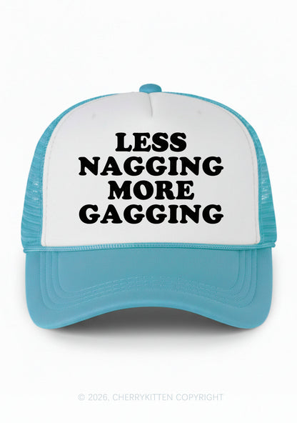 Less Nagging More Gagging Y2K Colorblock Trucker Hat Cherrykitten