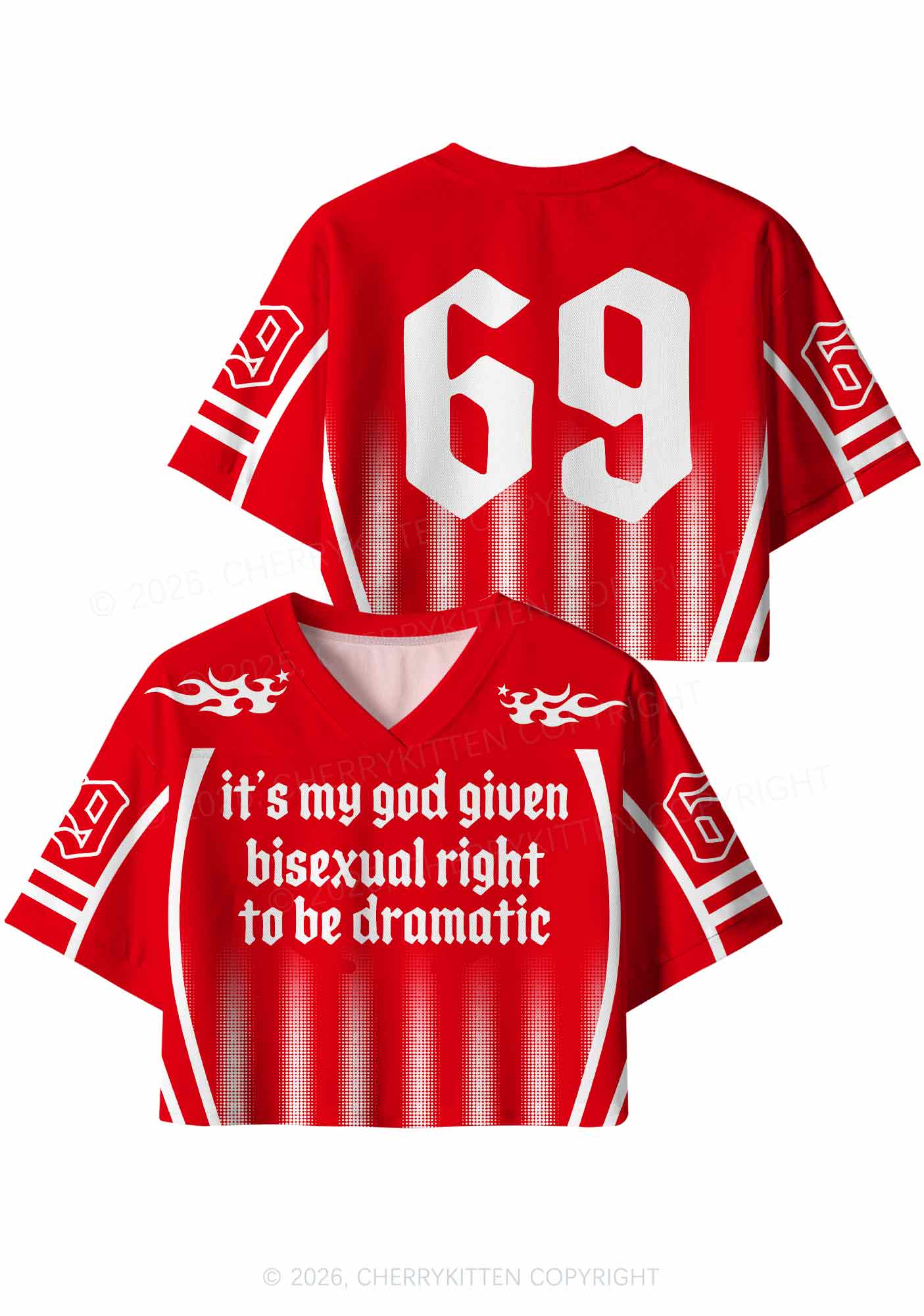 God Given Bisexual Right Pride Y2K Crop Sport Jersey Shirts Cherrykitten