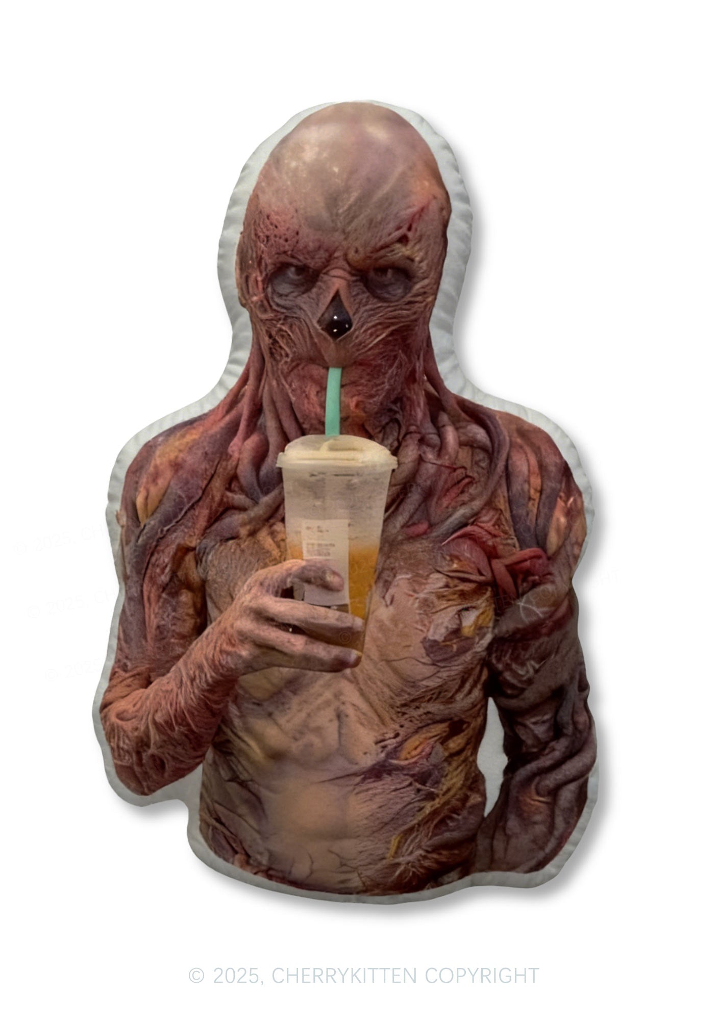 VN Drinking Coffee Y2K Ugly Pillow Cherrykitten