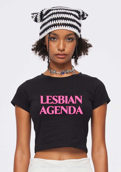 Lesbian Agenda Y2K Baby Tee Cherrykitten