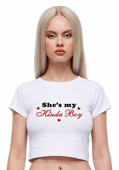 Shes My Kinda Boy Pride Y2K Baby Tee Cherrykitten