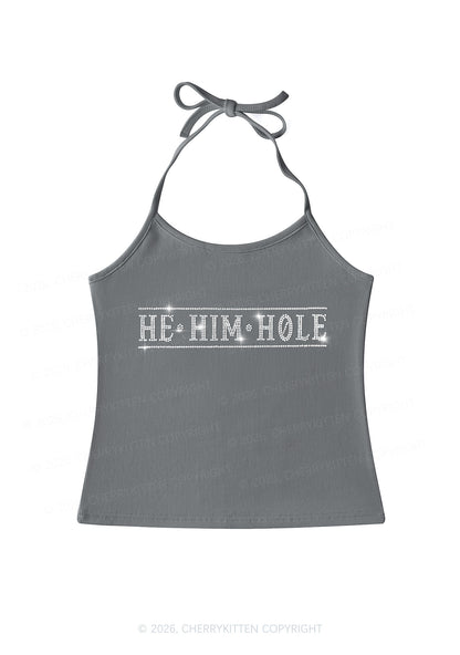 Rhinestone He Him Hole Pride Y2K Halter Neck Cami Cherrykitten