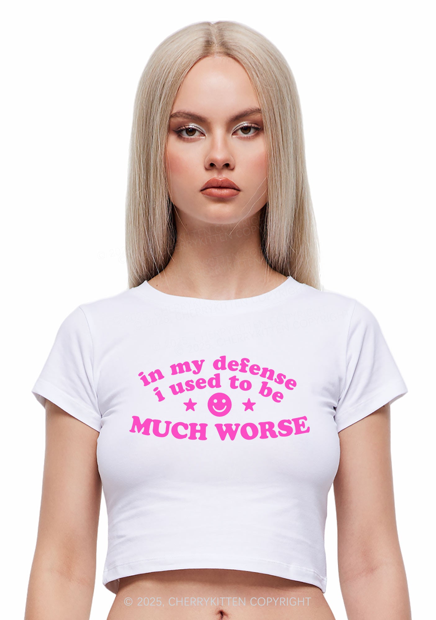 Much Worse Y2K Baby Tee Cherrykitten