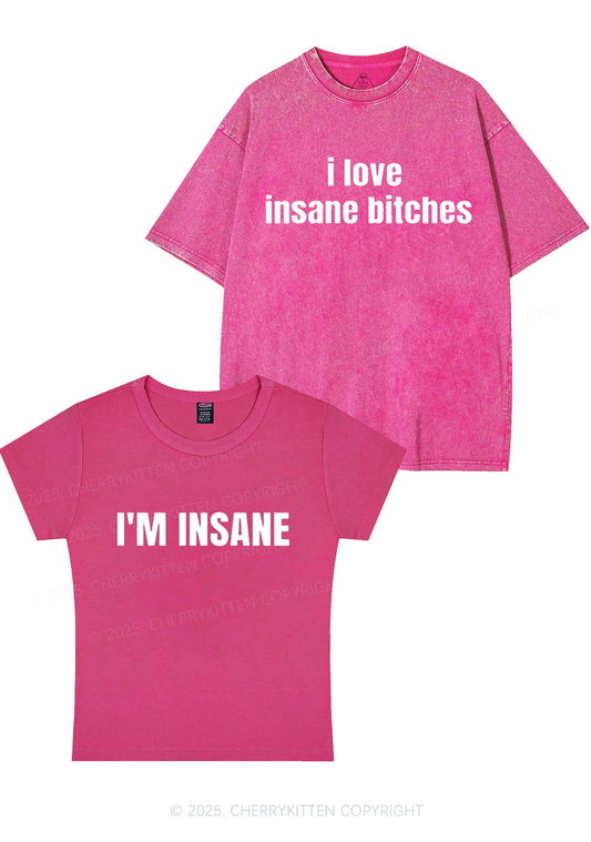 I Love Insane Y2K Valentine's Day Couple Shirt Cherrykitten
