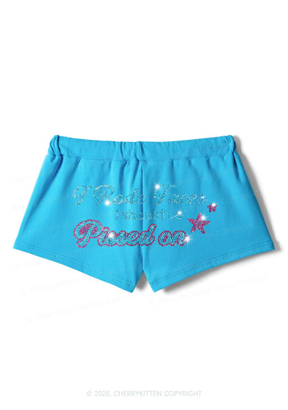 Rhinestone I Rode Faces Y2K Drawstring Mini Shorts Cherrykitten