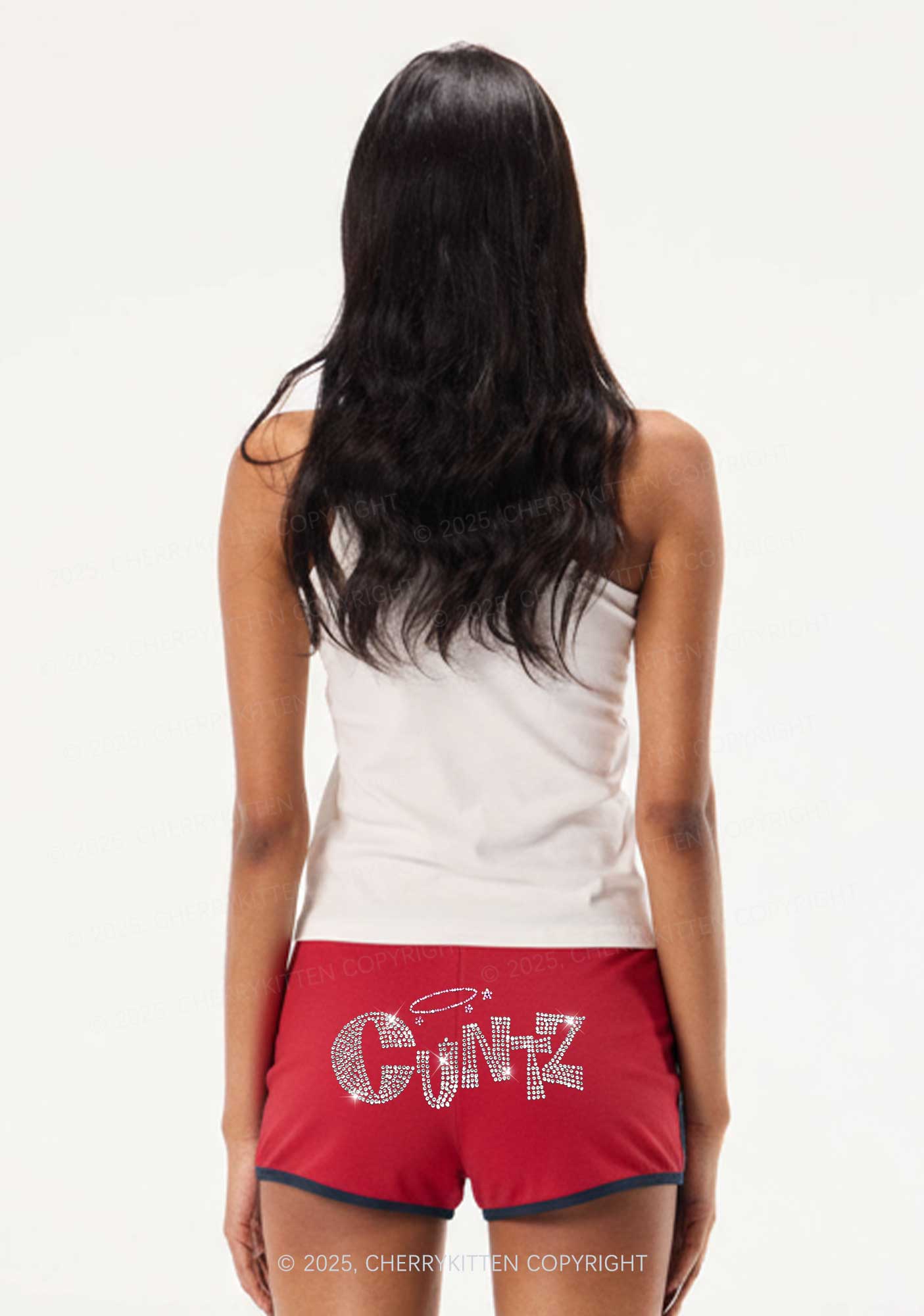 Rhinestone Cxntz Y2K Booty Shorts Cherrykitten