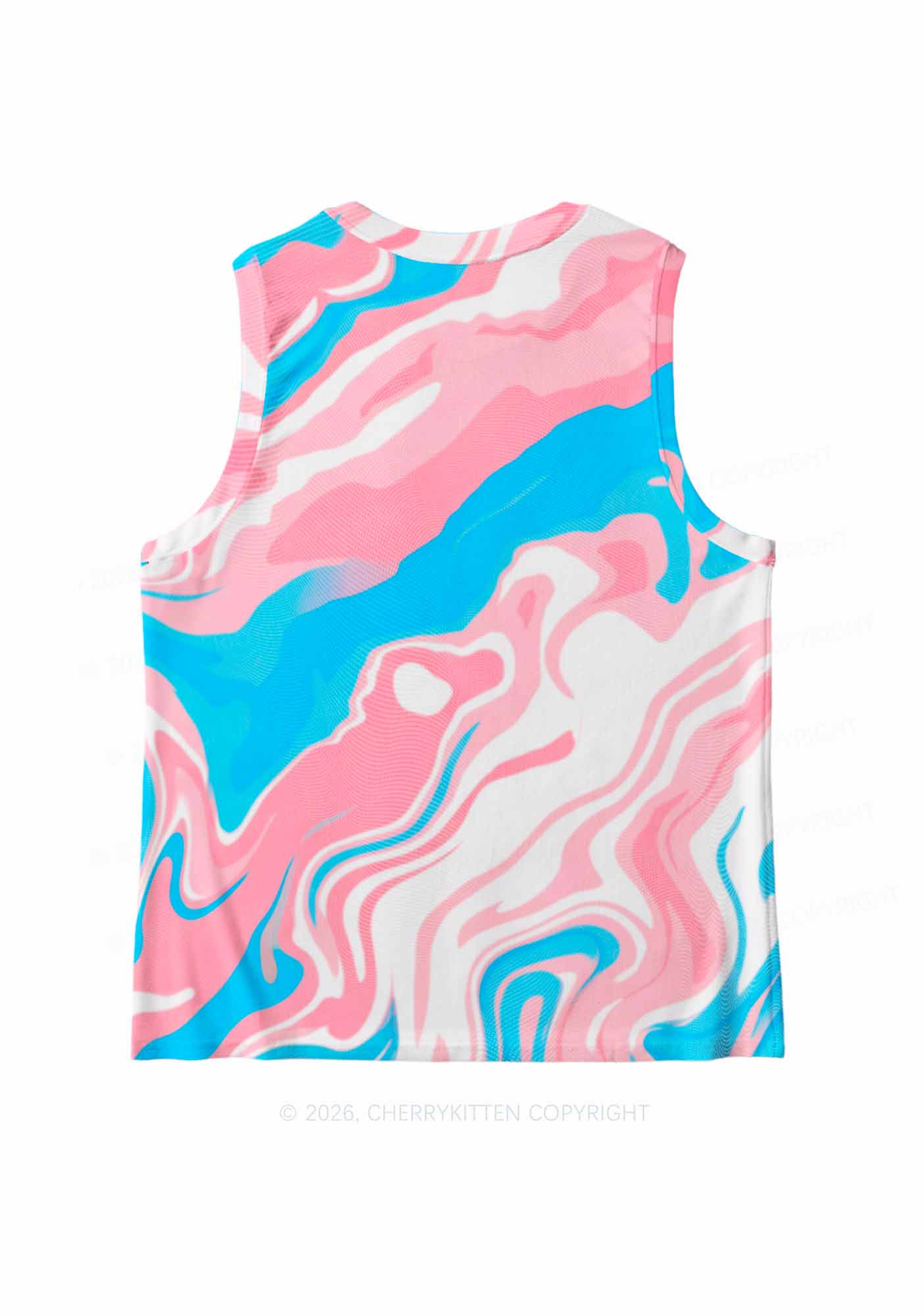 Trans Liquid Tie Dye Pride Y2K Mesh Muscle Tank Cherrykitten