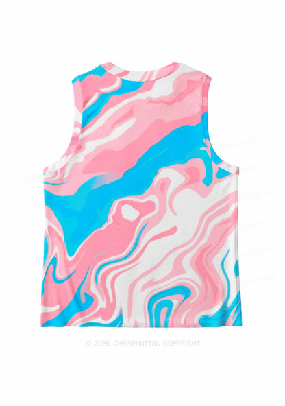 Trans Liquid Tie Dye Pride Y2K Mesh Muscle Tank Cherrykitten
