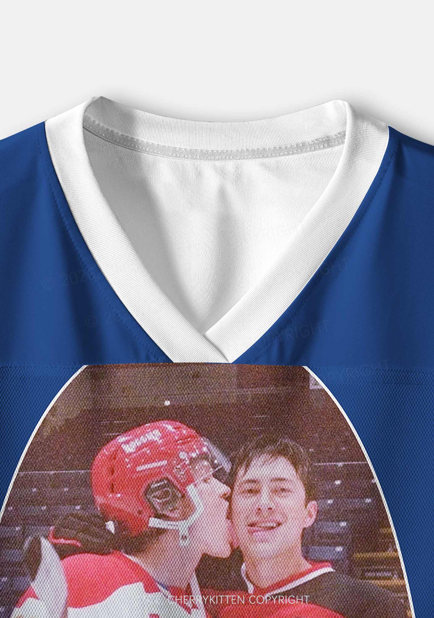 Blue Hockey Boys Kissing HR Y2K Crop Sport Jersey Shirts Cherrykitten