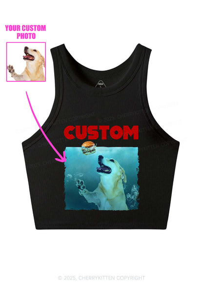 Custom Jowls Dog Y2K Crop Tank Top Cherrykitten