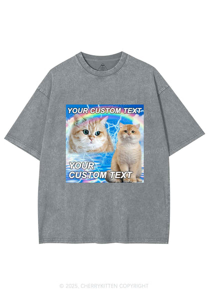 Custom Text Your Kitten Y2K Shirts Washed Tee Cherrykitten