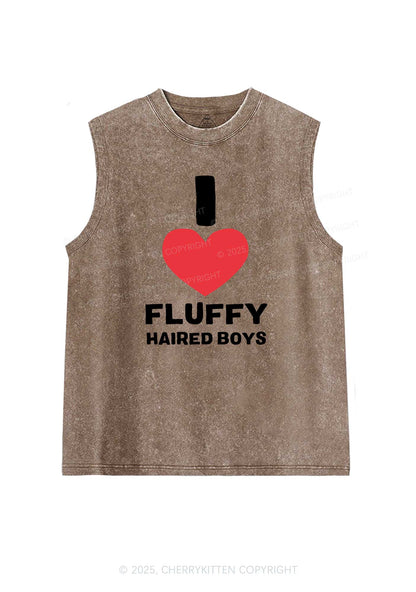 I Love Fluffy Haired Boys Y2K Washed Muscle Tank Cherrykitten