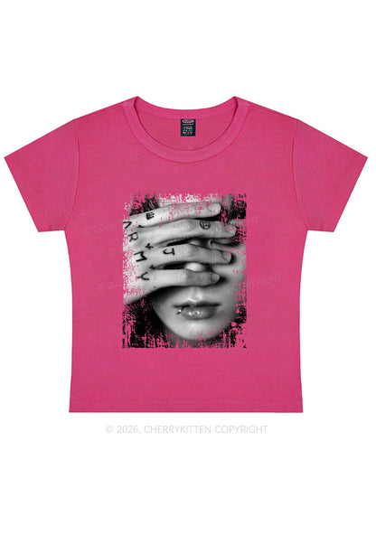Tattoo Hand Portrait Kpop Y2K Baby Tee Cherrykitten
