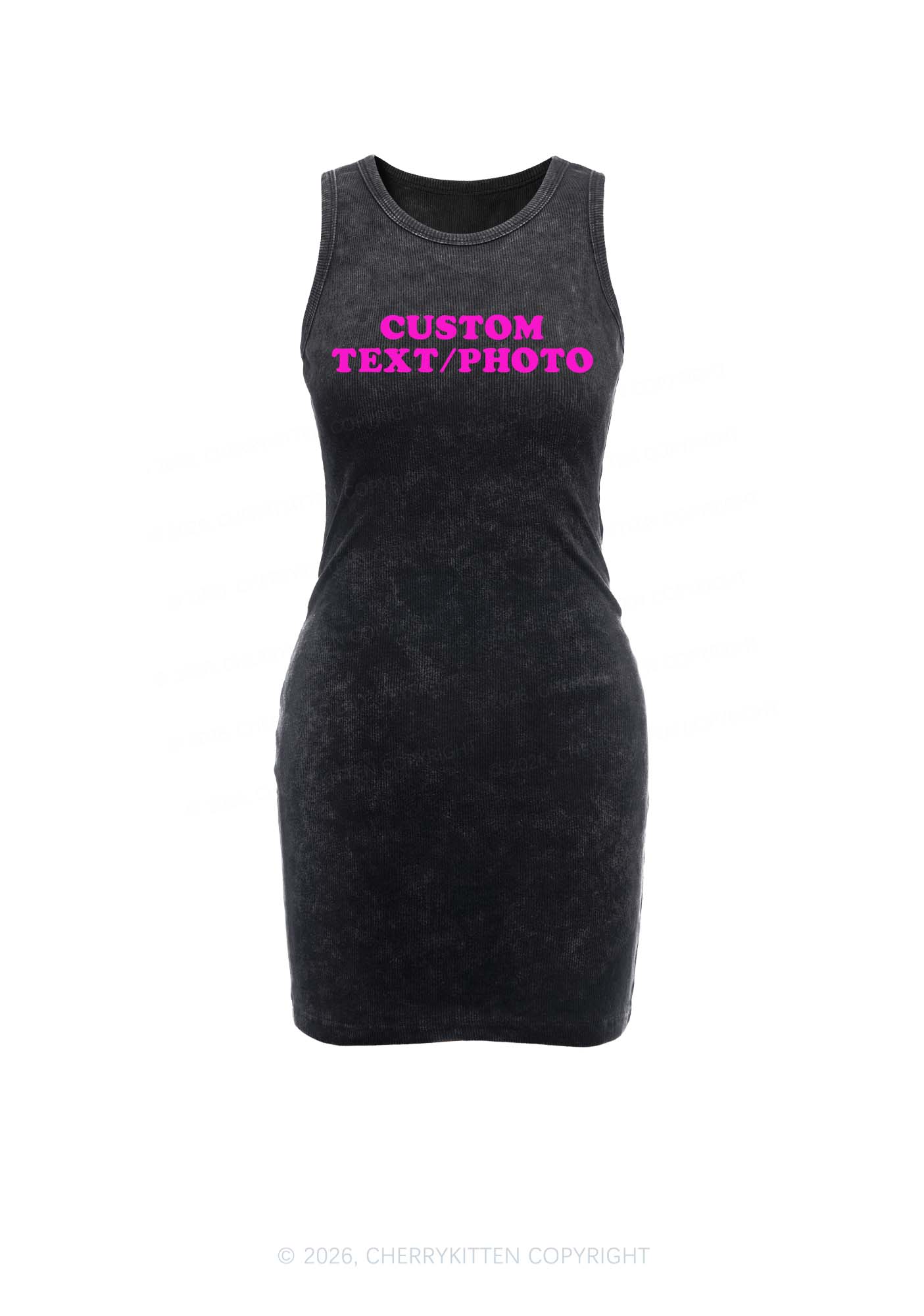 Custom Personalized Text Y2K Washed Tank Dress Cherrykitten