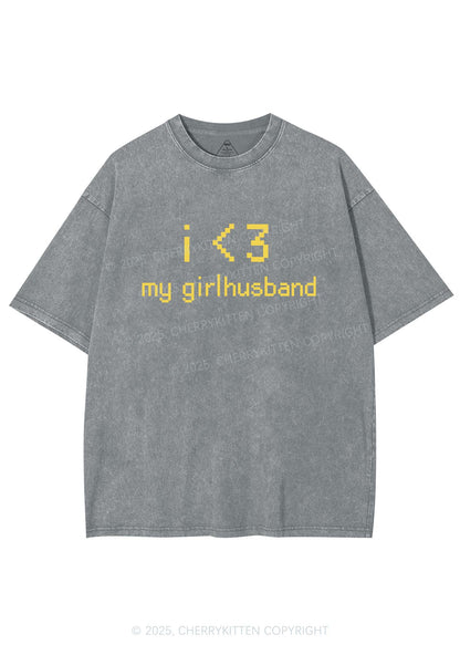 I Love My Girlhusband Y2K Shirts Washed Tee Cherrykitten