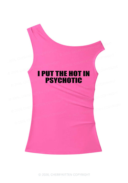 I Put The Hot In Psychotic Y2K Off Shoulder Tank Top Cherrykitten