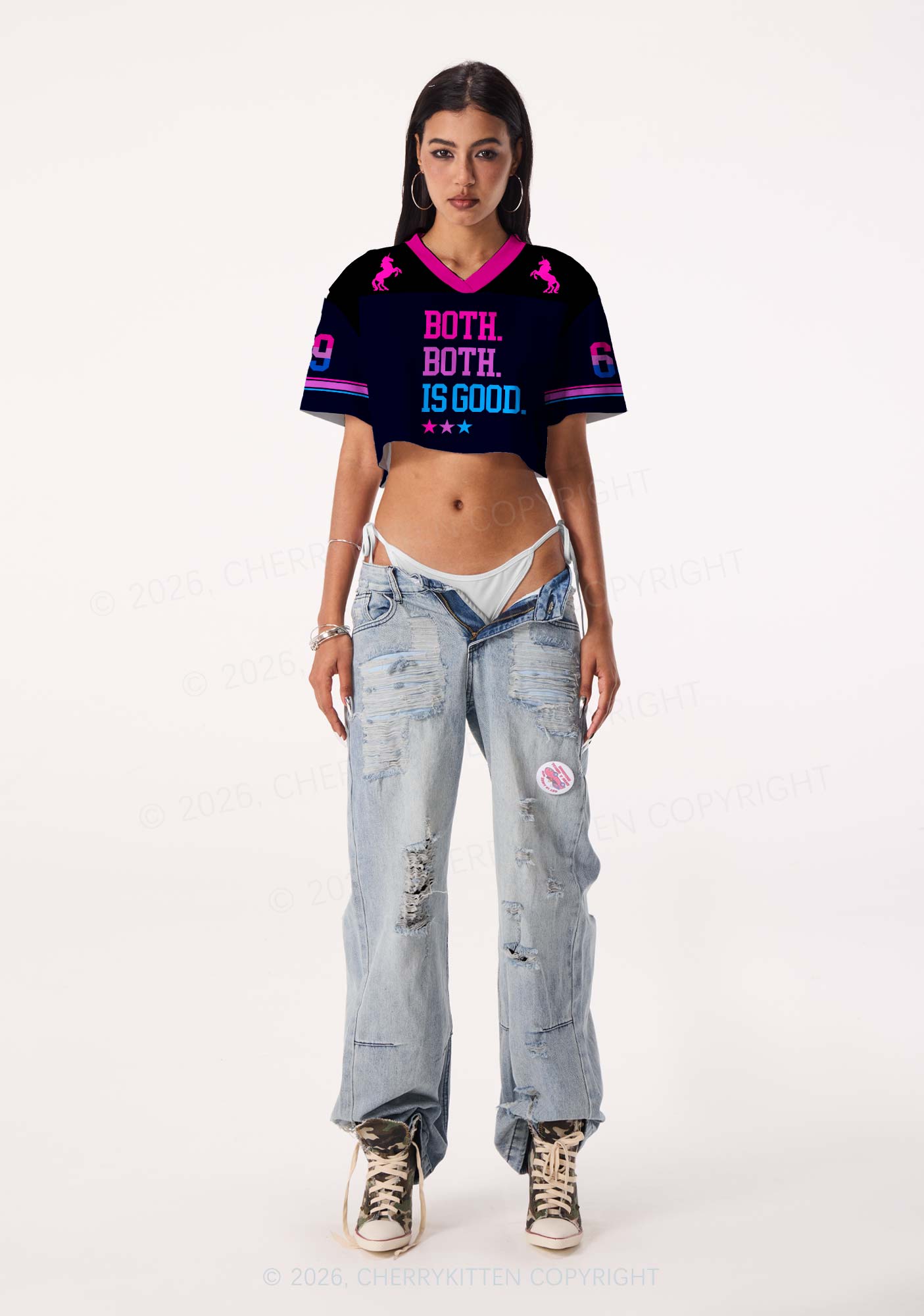 Both Is Good Pride Y2K Crop Sport Jersey Shirts Cherrykitten