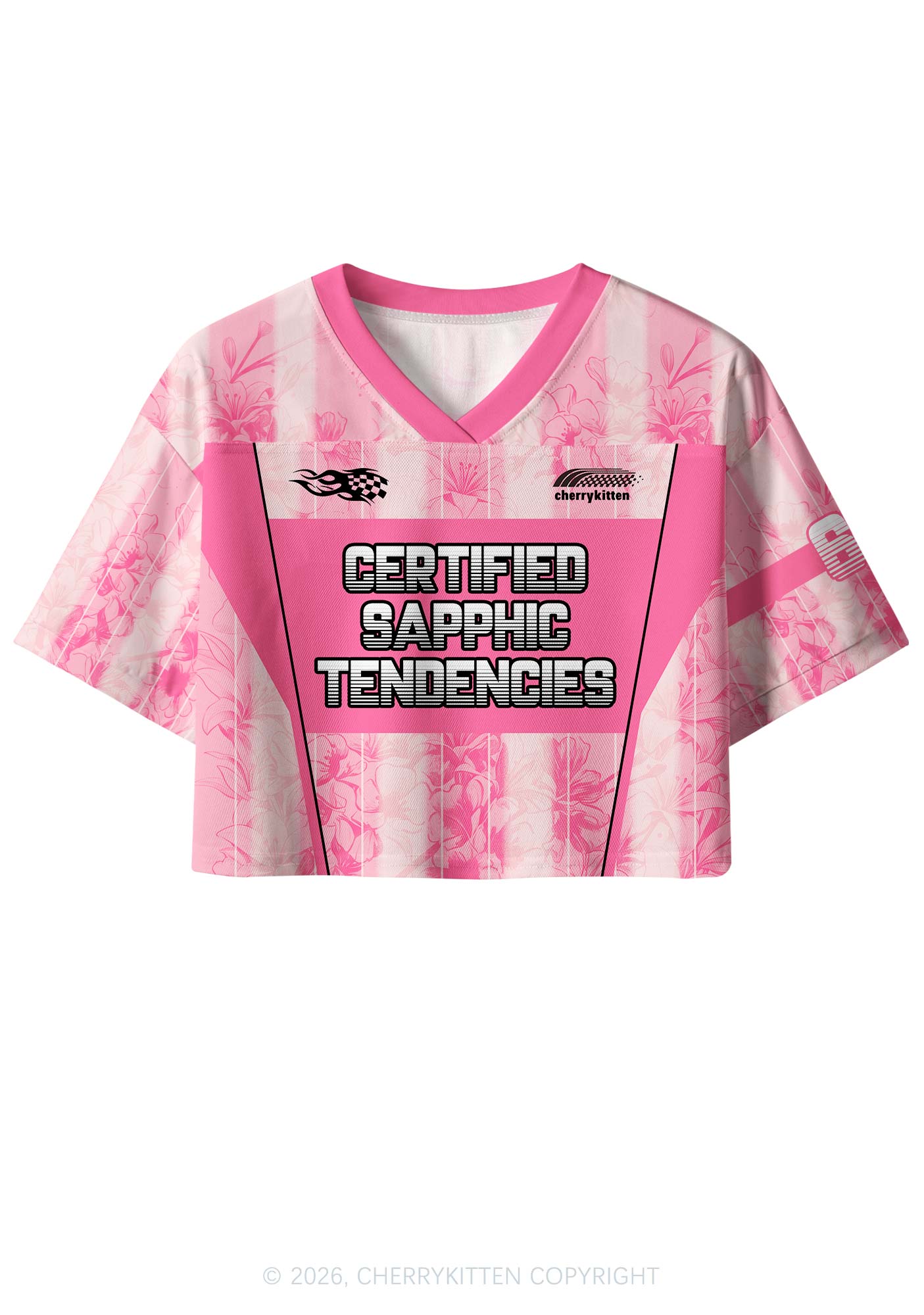 Certified Sapphic Tendencies Pride Y2K Crop Sport Jersey Shirts Cherrykitten