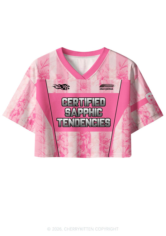 Certified Sapphic?Tendencies Pride Y2K Crop Sport Jersey Shirts Cherrykitten