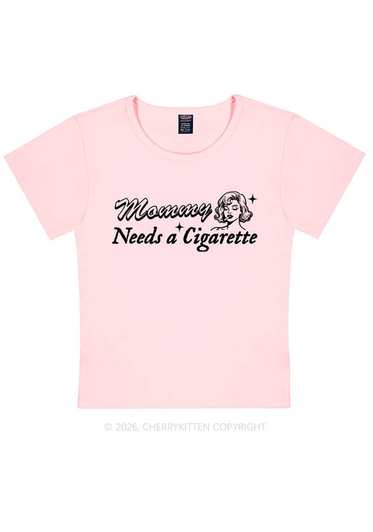 Mommy Needs Cigarette Y2K Baby Tee Cherrykitten