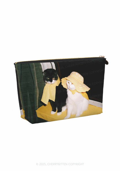 Cats Friend Y2K Leather Makeup Bag Cherrykitten
