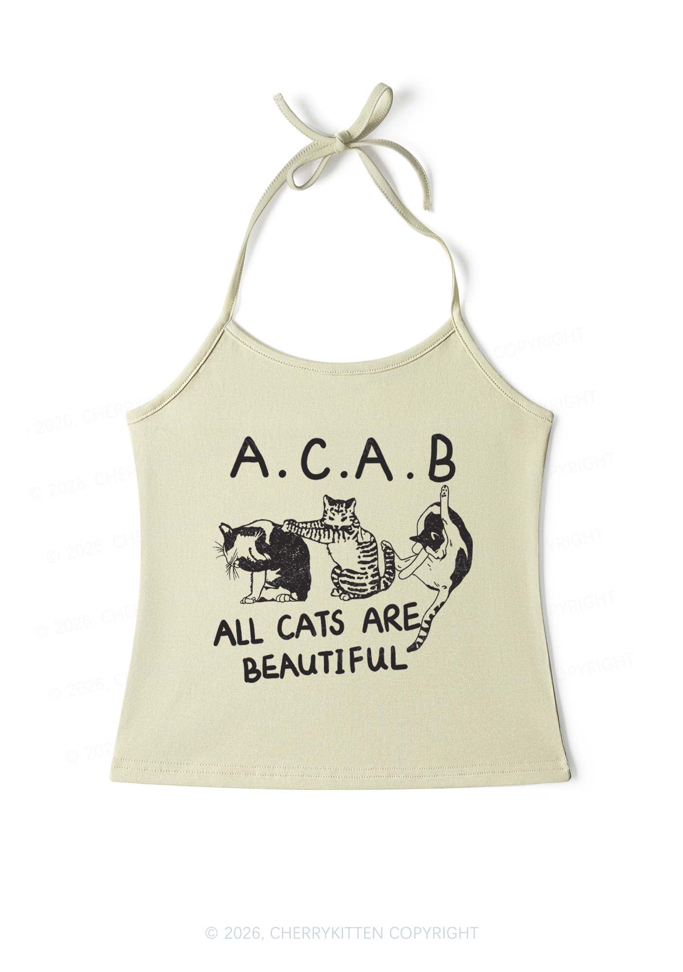ACAB Cats Y2K Halter Neck Cami Cherrykitten