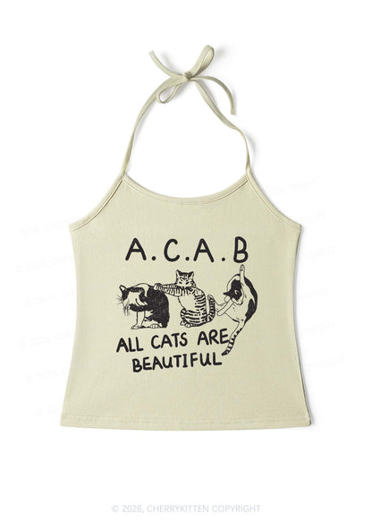 ACAB Cats Y2K Halter Neck Cami Cherrykitten