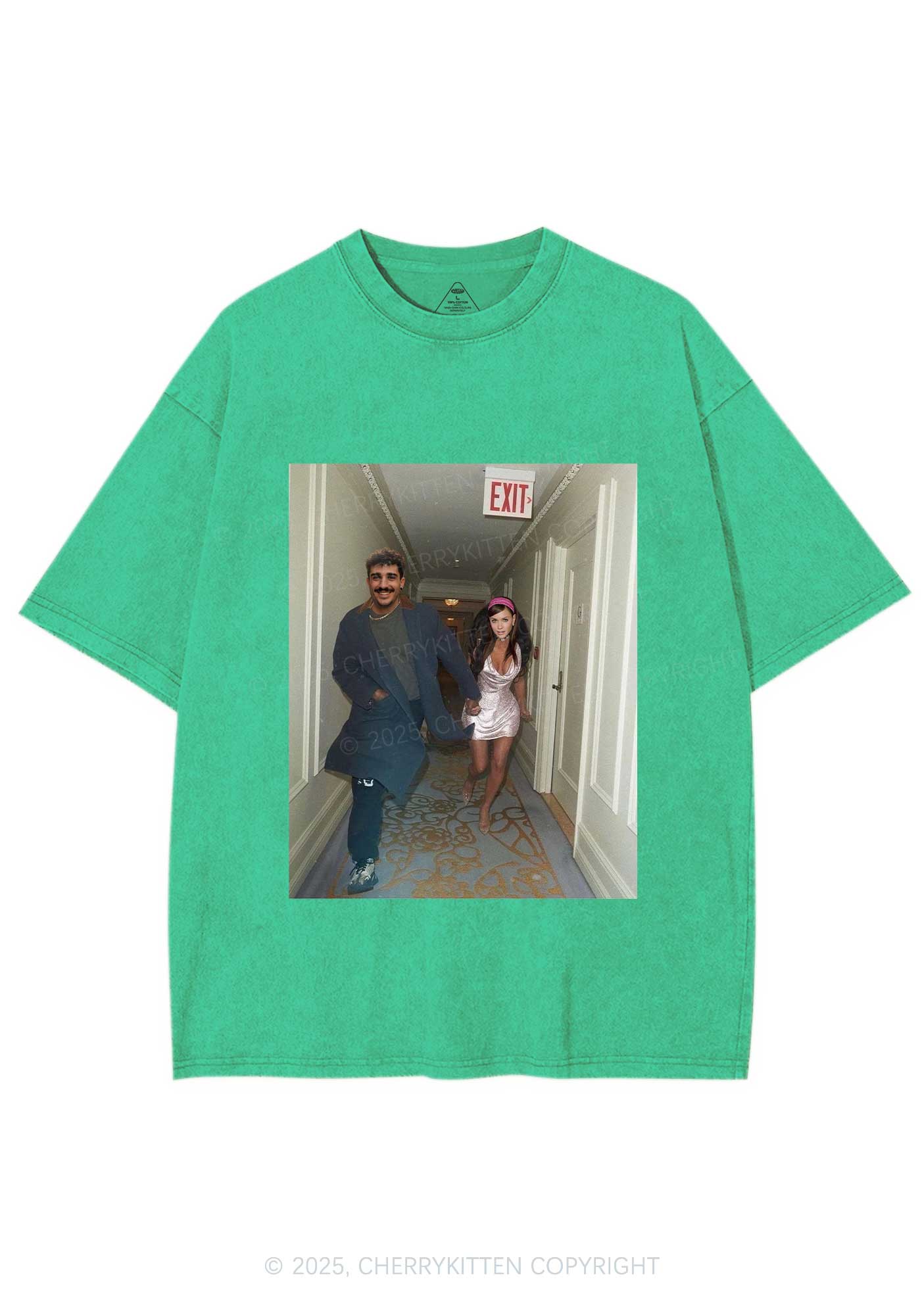 Custom Famous Hallway Photo Y2K Shirts Washed Tee Cherrykitten