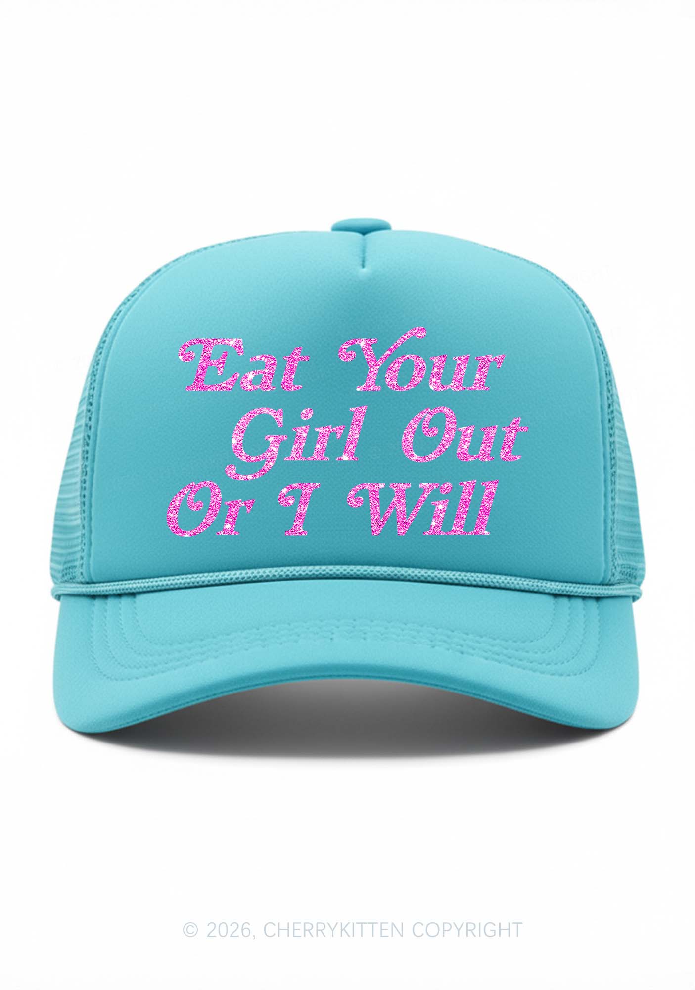 Glitter Eat Your Girl Out Pride Y2K Trucker Hat Cherrykitten