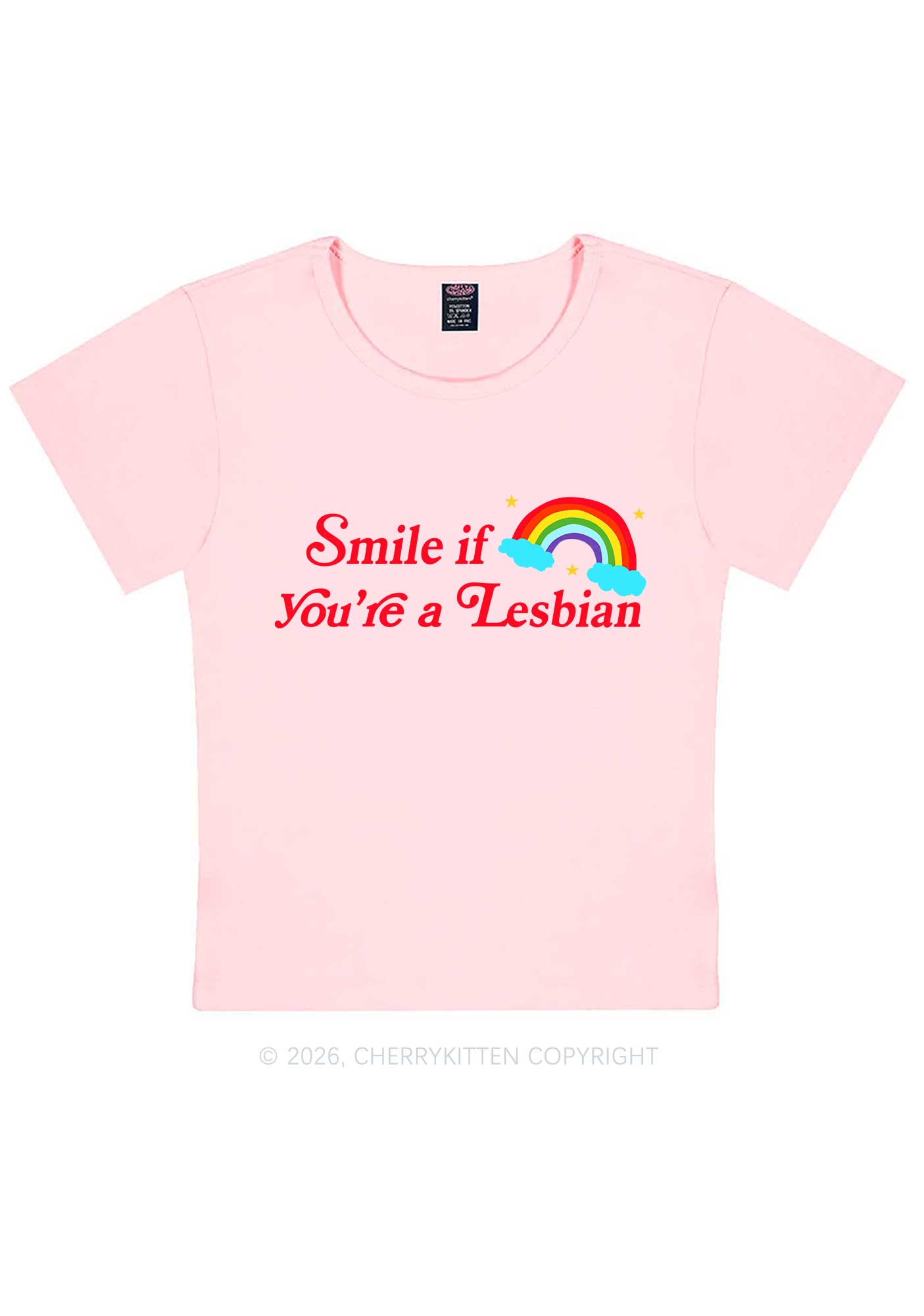 Smile If You Are Lesbian Pride Y2K Baby Tee Cherrykitten