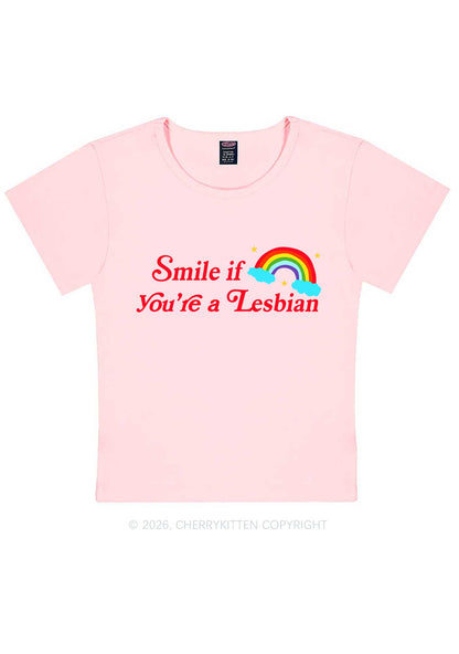 Smile If You Are Lesbian Pride Y2K Baby Tee Cherrykitten