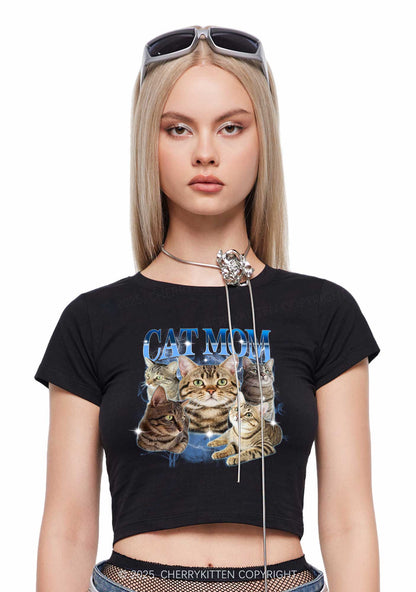 Custom Photo Cat Mom Y2K Baby Tee Cherrykitten