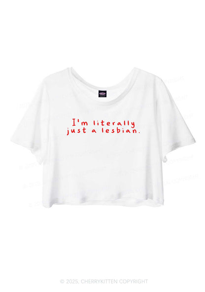 Just A Lesbian Pride Y2K Sheer Crop Tee Cherrykitten