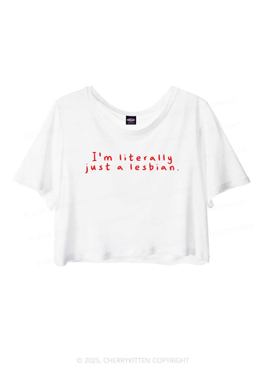 Just A Lesbian Pride Y2K Sheer Crop Tee Cherrykitten