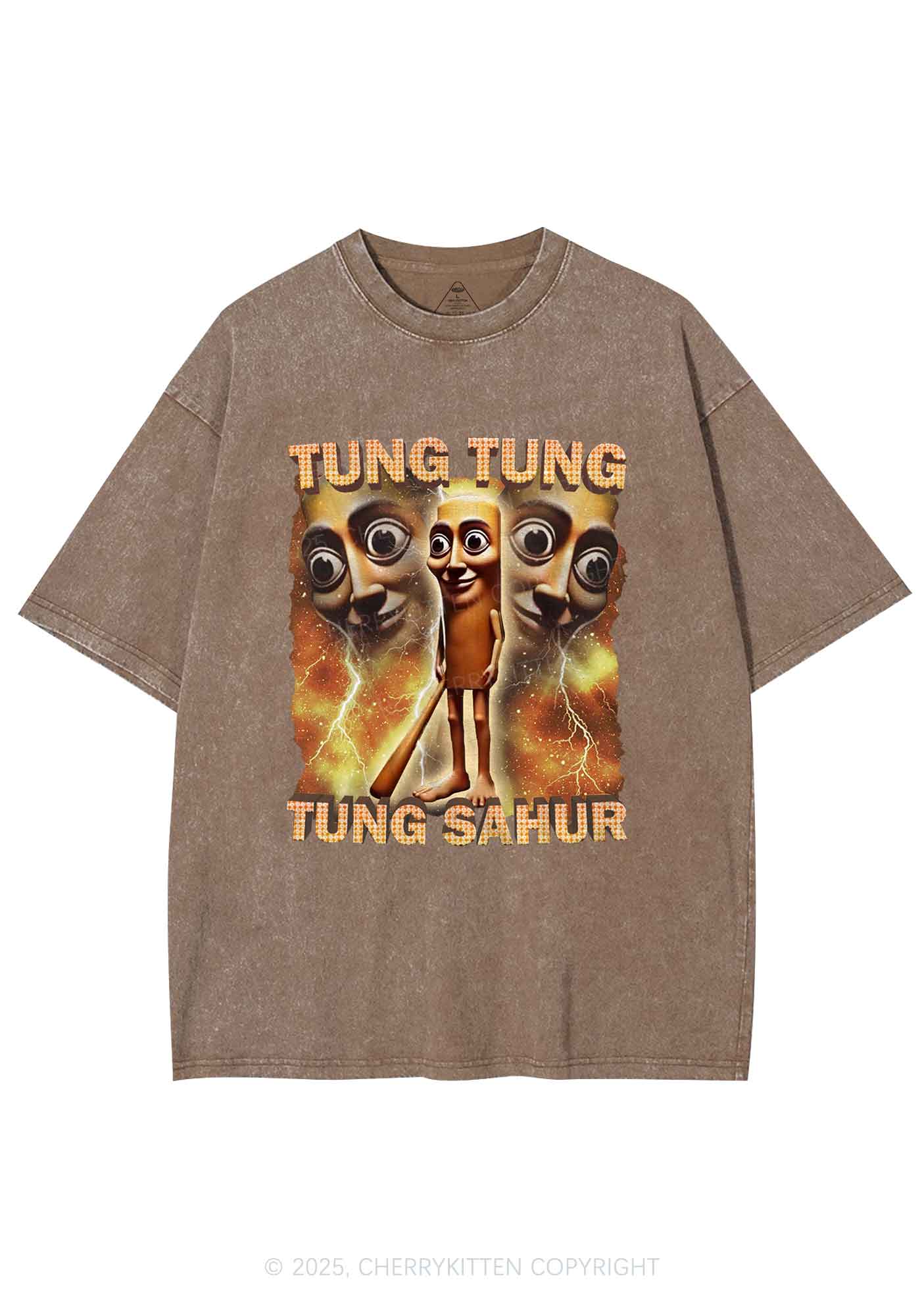 Tung Sahur Italian Brainrot Shirt Y2K Shirts Washed Tee Cherrykitten