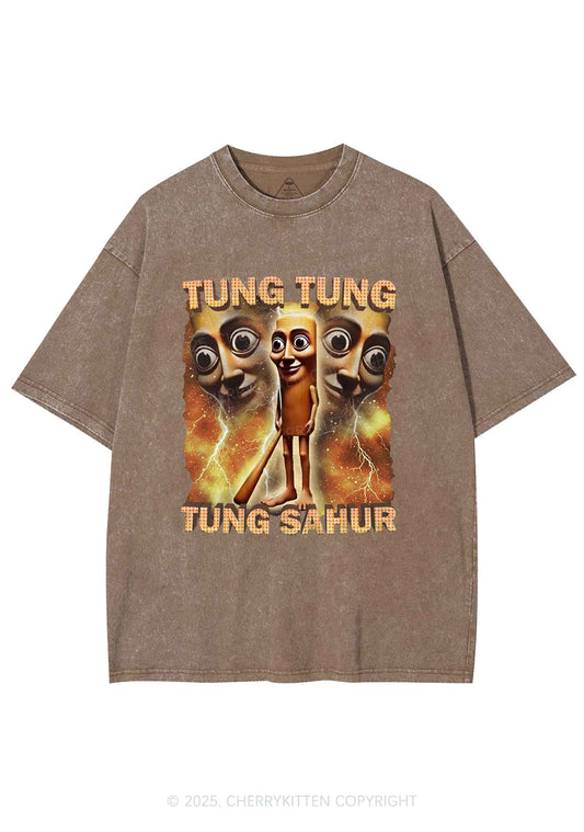 Tung Sahur Italian Brainrot Shirt Y2K Shirts Washed Tee Cherrykitten