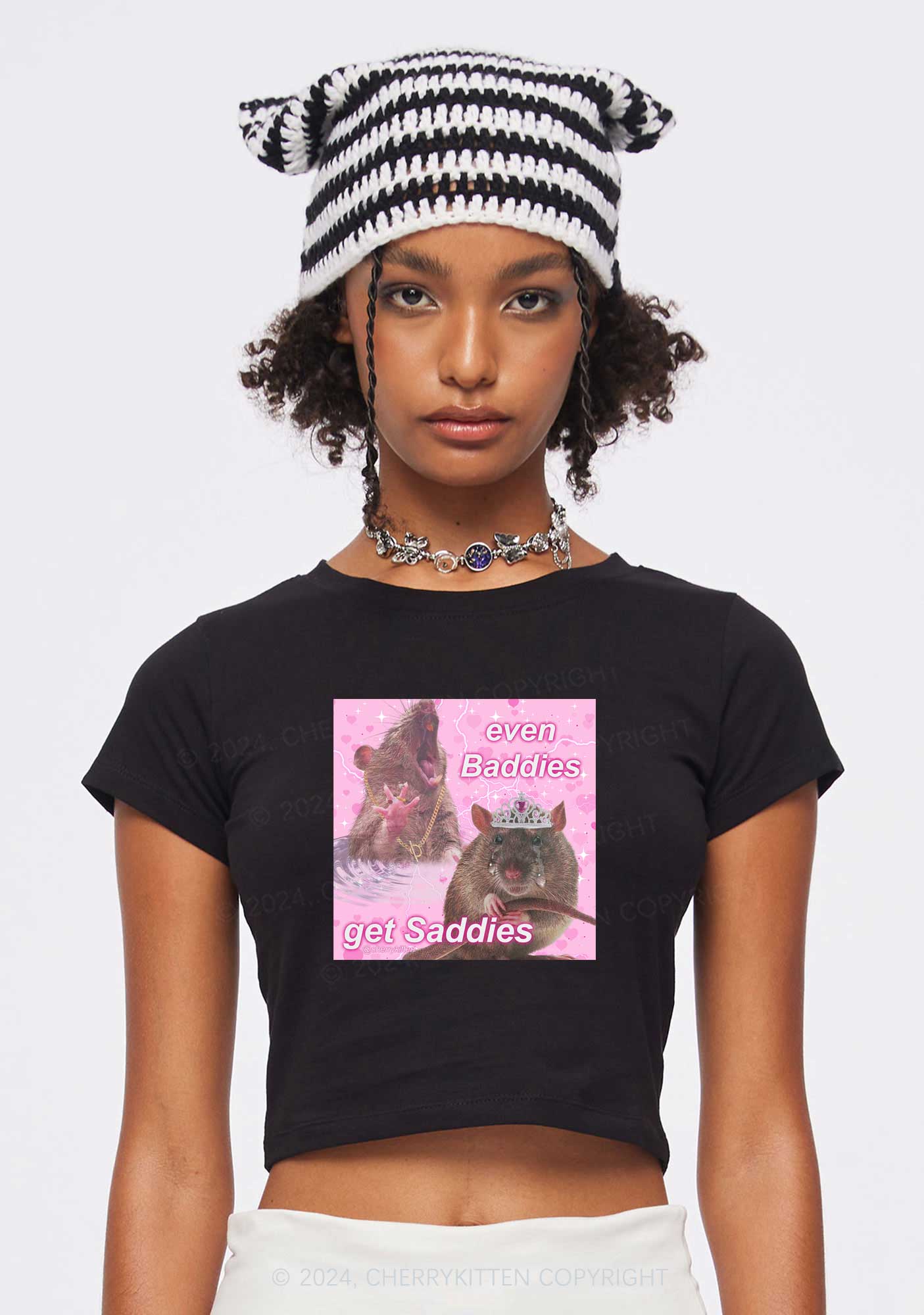 Rat Princess Get Saddies Y2K Baby Tee Cherrykitten