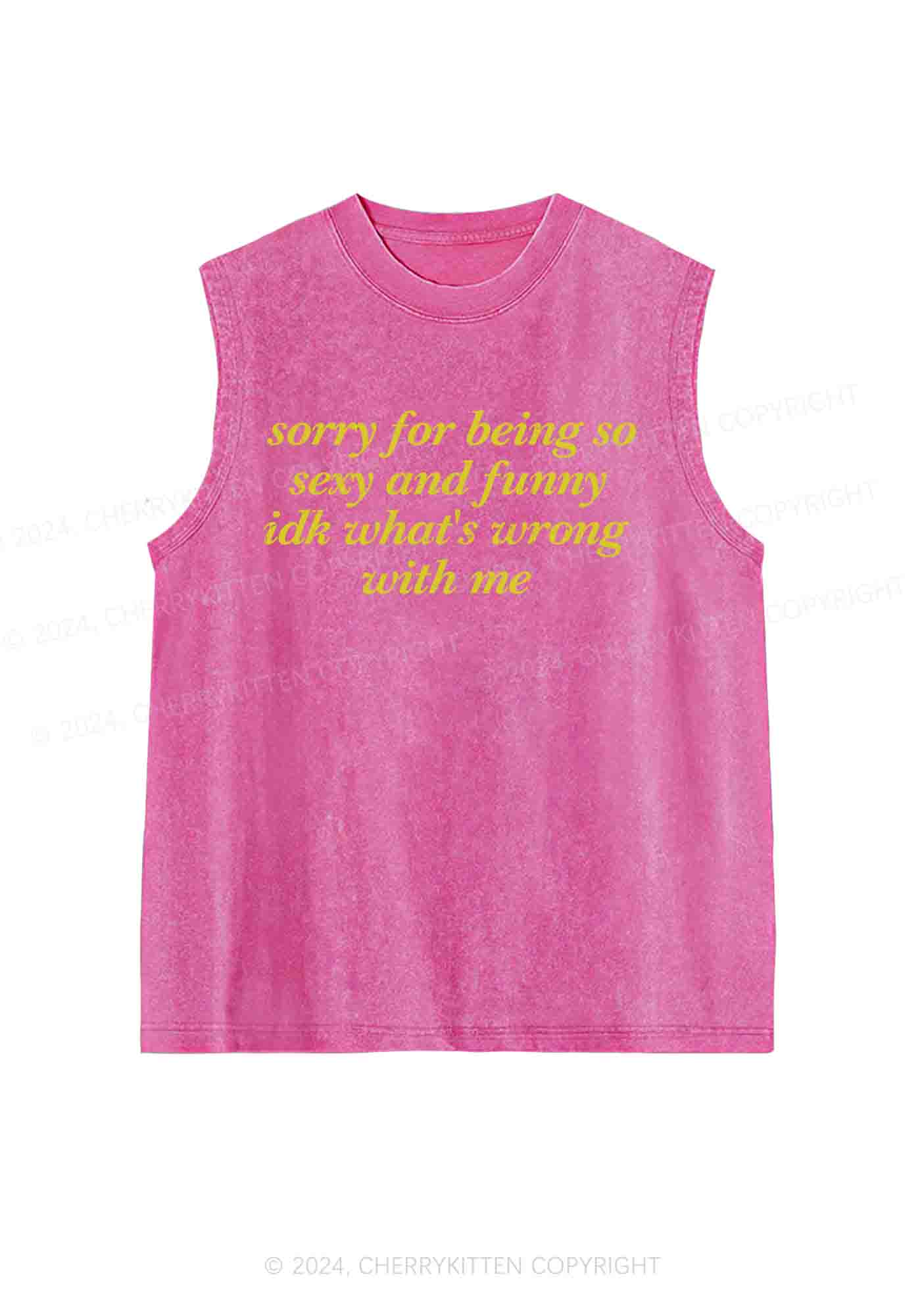 Sorry For Being So Funny Y2K Washed Tank Cherrykitten